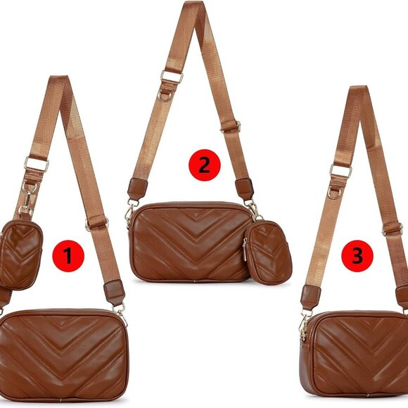 Chevron Quilted Small Crossbody Bag with Coin Purse Pouch, Women Square Camera S - Picture 2 of 5